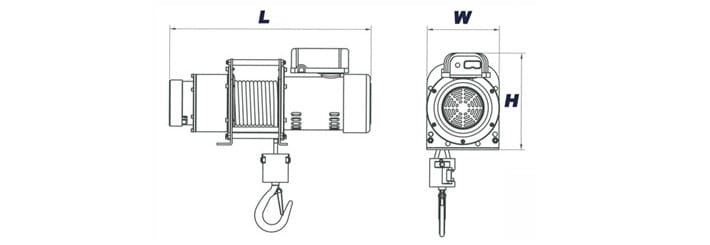 DU-202小型電動(dòng)卷?yè)P(yáng)機(jī)產(chǎn)品尺寸圖