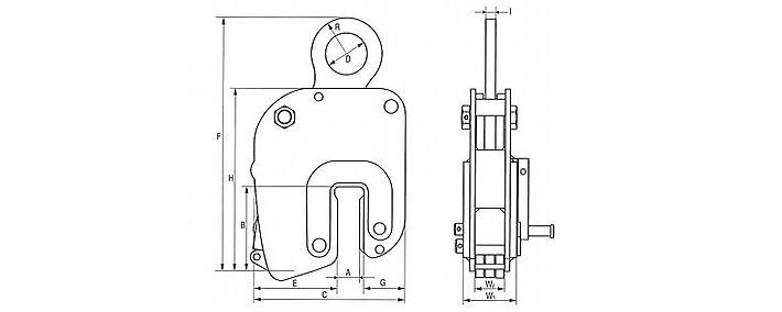 EAGLE CLAMP NNEL豎吊無(wú)傷鋼板鉗尺寸圖