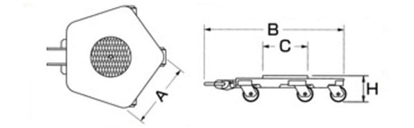 RL-4型DAIKI萬向搬運(yùn)小坦克尺寸圖